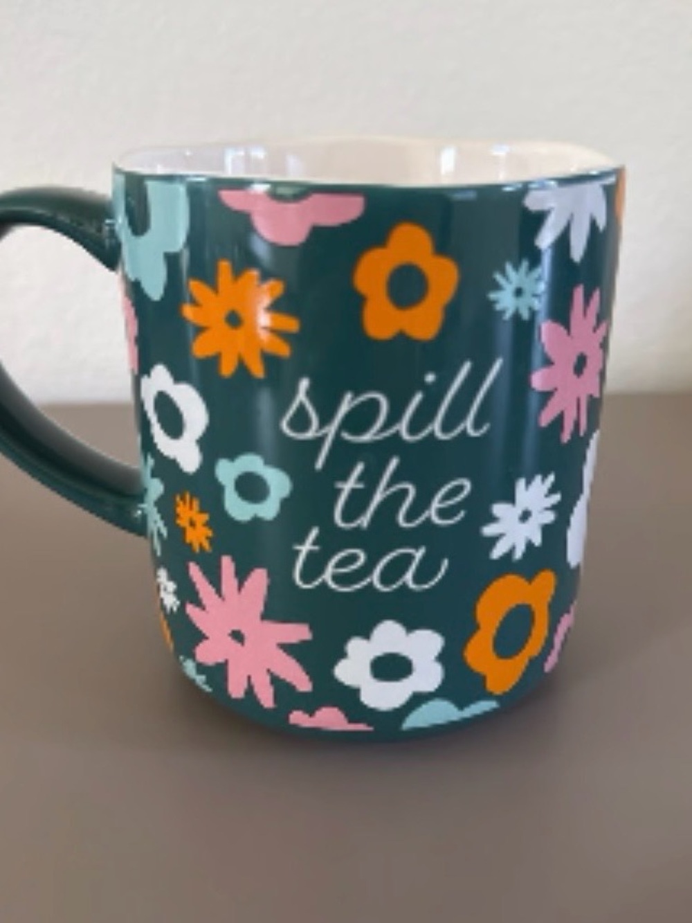 Opalhouse “Spill theTea” Turquoise Floral Mug -16oz - Picture 2 of 4